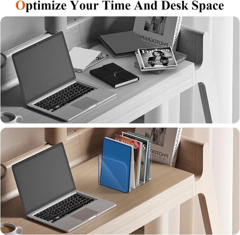 Jumyee Acrylic Magazine Holder with 3 Vertical Compartments, Clear Desk Mail Organizer Magazine File Rack, Book Holder Paper Folder Binder Holders Office Organization for Desk Accessories - Image 2